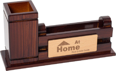 

myvaluegift 2 Compartments WOODEN PEN STAND(Brown)