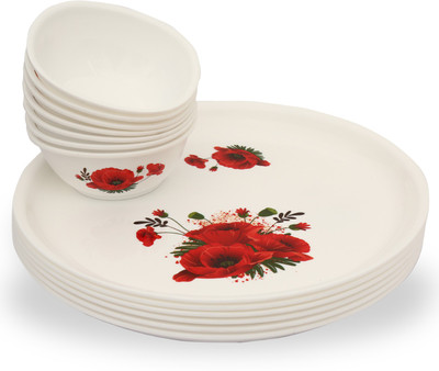 

Jaypee Le Dinner Combo Full Plate & Katori R Rose Printed Pack of 12 Dinner Set(PP (Polypropylene))