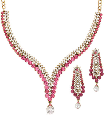 Angel In You Alloy Gold-plated Gold, White, Pink Jewellery Set(Pack of 1)