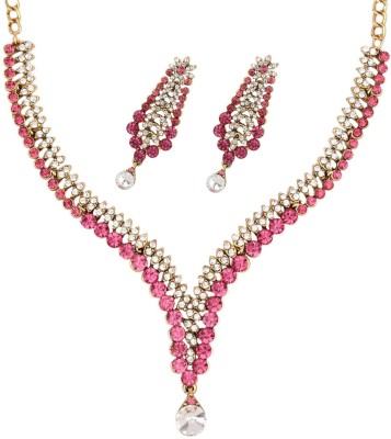 JEWELS GURU Alloy Gold-plated Gold, White, Pink Jewellery Set(Pack of 1)