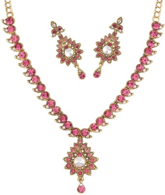 JEWELS GURU Alloy Gold-plated Gold, White, Pink Jewellery Set(Pack of 1)