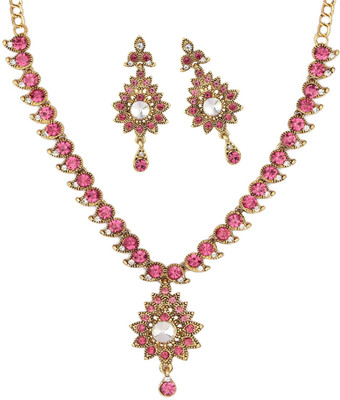 JEWELS GURU Alloy Gold-plated Gold, White, Pink Jewellery Set(Pack of 1)