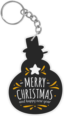 

Giftsmate Printed Snowman Shaped Merry Christmas and Happy New Year keychain Key Chain