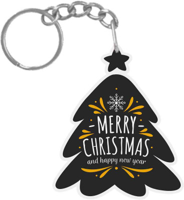 

Giftsmate Printed Chalkboard Merry Christmas and Happy New Year Ornament keychain Key Chain