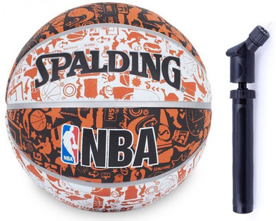 

SPALDING Graffiti White/Orange Multicolor + Ball Pump Combo Basketball Kit