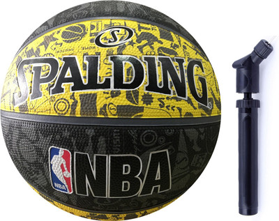 

SPALDING Graffiti Black/Yellow + Ball Pump Combo Basketball Kit