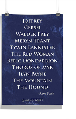

Game Of Thrones - Arya List Wall Poster Photographic Paper(18 inch X 12 inch, Rolled)