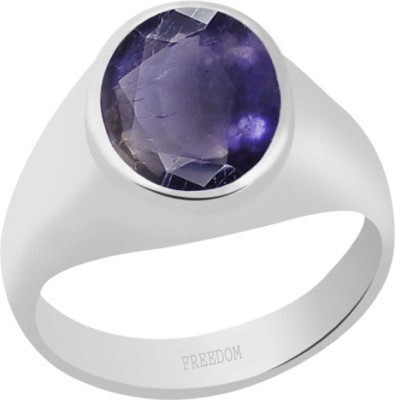 freedom Natural Certified Neeli (Iolite) Gemstone 7.25 Ratti or 6.60 Carat for Male Sterling Silver Ring