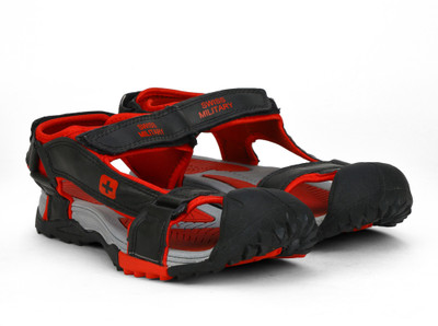 

Swiss Military Men Black Red Sports Sandals