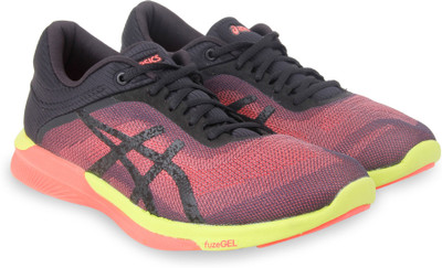 

Asics FUZEX RUSH Running Shoes For Men(Black, Diva pink/safety ylw/black