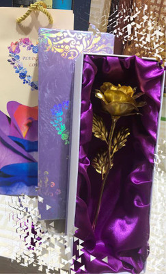 

myvaluegift Golden Rose Decorative Showpiece - 22 cm(Plastic, Gold Finish, Gold)