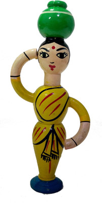 

Crafts India Handcrafted Wooden Pot Carrying Lady - Subbi(Multicolor)