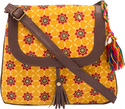 

Vivinkaa Women Casual Yellow Cotton Sling Bag