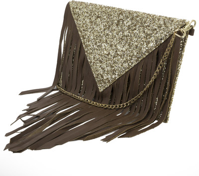 

Clocharde Girls Evening/Party Gold, Brown Genuine Leather, PU Sling Bag, Brown;gold