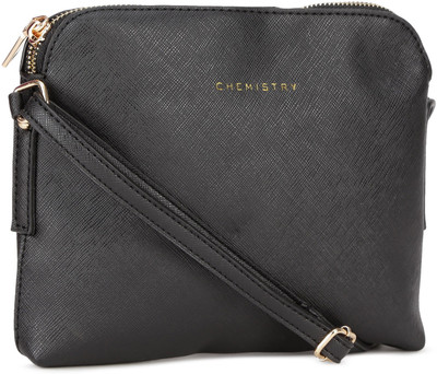 

Chemistry Women Casual Black Genuine Leather Sling Bag