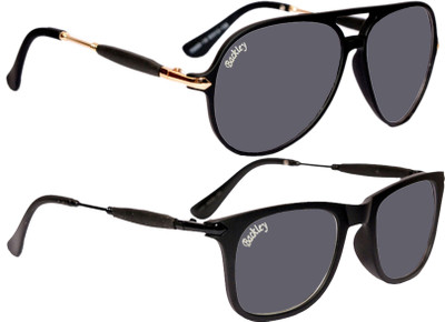 

Backley Aviator, Wayfarer Sunglasses(Black, Black)