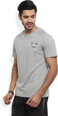 REEBOK Solid Men Round or Crew Grey T-Shirt