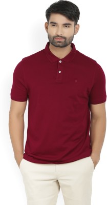 Louis Philippe Solid Men Polo Neck Maroon T-Shirt