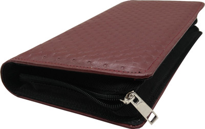 

Essart Faux Leather grain print Cheque Book Holder, Currency Holder with zipp clousre - AA-2120-Maroon(Maroon)
