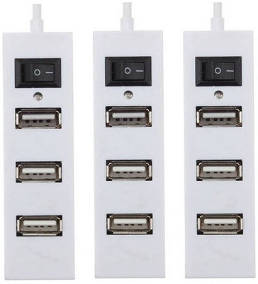 

durReey 4 Port High Speed 2.0 Single Swicth Set Of 3 USB Hub(White)