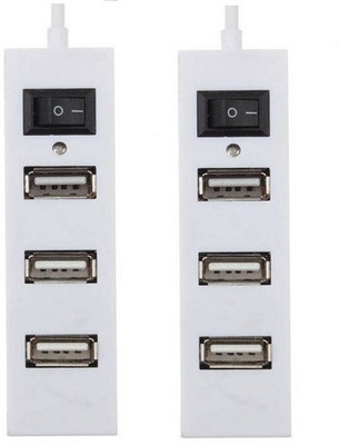 

durReey 3+1 High Speed 4 Port 2.0 Single Switch Set Of 2 USB Hub(White)