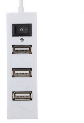 durReey 4 Port 2.0 High Speed Single Switch 3+1 USB Hub(White)