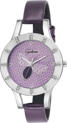 Gesture 106-Purple Diamond Studded Strap Watch  - For Women   Watches  (Gesture)