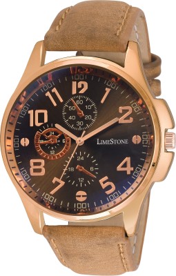 LimeStone LS2697 Free Size~ Big Dial Premium series leather Watch  - For Men   Watches  (LimeStone)