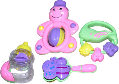 

Imstar High Quality Non Toxic Baby Toys Rattle Set of 4 Pieces for Infants and Toddlers - Multi color Rattle(Multicolor)