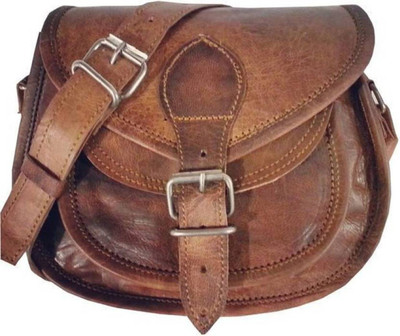 

CraftShades Women Casual Brown Genuine Leather Sling Bag