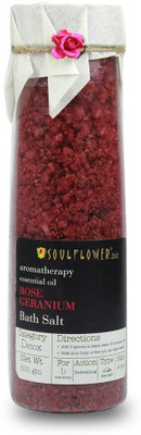 Soulflower Rose Geranium Bath Salt 500g, For Muscle Relief, Exotic & Indulging, Preservatives Free, Soothes Irritation(500 g)