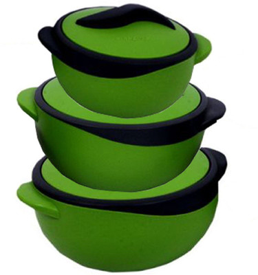 KUBER INDUSTRIES Insulated Casserole Set,Thermo Container Set- 3 Pcs (1500 Ml 1000 Ml & 500 Ml) Soft Touch (Cas07) Green Pack of 3 Thermoware Casserole(1500 ml)