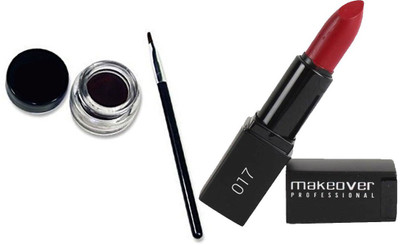 

Makeover Professional Lipstick Cherry berry 017 , Long Wear Gel Eyeliner Black(Set of 2)