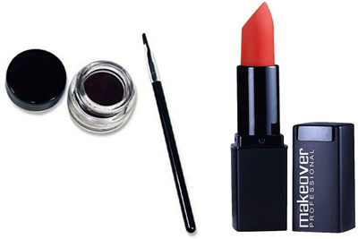 

Makeover Professional Lipstick Orange Crush 13 , Long Wear Gel Eyeliner Black(Set of 2)