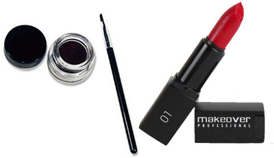 Makeover Professional Lipstick Heart Throb 01 , Long Wear Gel Eyeliner Black(Set of 2)