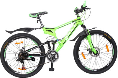 

WOLF King Dual Shox & Dual Disc Bicycle For Adluts 26 T 21 Gear Mountain Cycle(Multicolor), Green