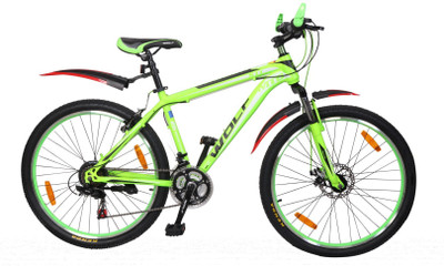 

WOLF Jogger Disc Brake Bicyle For Adults 26 T Mountain/Hardtail Cycle(21 Gear, Multicolor), Green