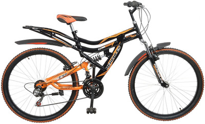 HERCULES Topgear CX70 Dual Suspension 18 Speed 26 T Mountain Cycle(18 Gear, Orange), Black/ deep orange