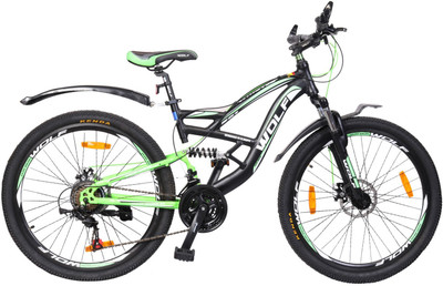

WOLF Whistle Dual Shox & Dual Disc Alloy Bicycle For Adults 26 T Mountain Cycle(21 Gear, Multicolor), Black;green