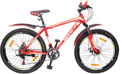

WOLF Woops Dual Disc Bicycle For Adults 26 T 21 Gear Mountain/Hardtail Cycle(Multicolor), Red