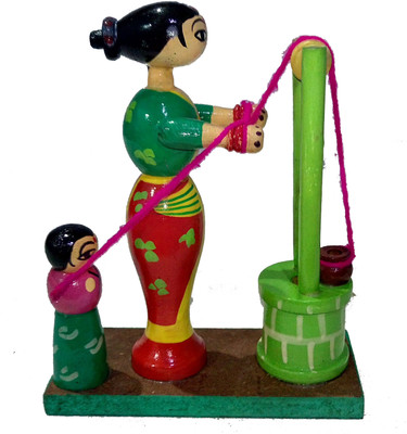 

Crafts India Handcrafted Wooden Mother and Daughter Fetching Water Decorative Showpiece - 15 cm(Wooden, Multicolor)