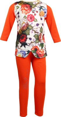 Arshia Fashions Girls Party(Festive) Top Jegging(Orange)