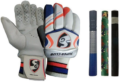 

SG Combo of Two, One Pair of 'Super Club' Cricket Batting Gloves (Right Handed) (Men's) And Three Bat Grip (Color On Availability)- Cricket Kit