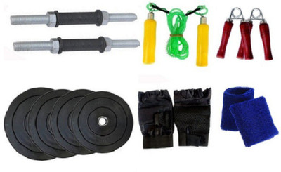 

HEALTH FIT INDIA ONLINE SERIES : NICKLE DUMBELL RODS , 12 KG ( 3 KG X 4 ) WEIGHT PLATES , WOODEN HANDLE SKIPING ROPE , GYM GLOVES , SWEAT BAND , HAND GRIP Gym & Fitness Kit