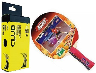

GKI Combo of Two One 'Kung fu' Table Tennis Racket and one Box 'Club 40' Ping Pong Balls (Color On Availability)- Table Tennis Kit
