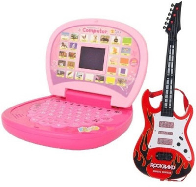

Mahvi Toys 2in1 Educational laptop with Roackband Guitar(Multicolor)