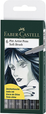 

Faber-Castell Pitt Artist Pen Color (B) Pens (Soft Brush)(Set of 6, Grey)