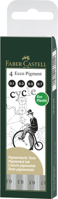 

Faber-Castell Fibre-Tip Pen Ecco Pigment 0.1/0.3/0.5/0.7 - Wallet(Set of 4, Black)