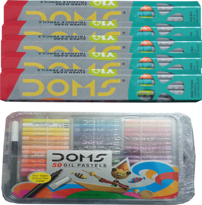 

DOMS Y1 Dark Triangle Pencils + 50 Oil Pastels Pencil(Set of 1, Multicolor)