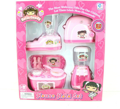 

Emob 4 in 1 Pink Kitchen Household Appliances With Light & Sound Play Set Toy For Kids